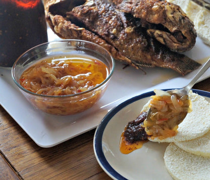 Cassva Bread, Fry fish & gravy (Sierra Leone)